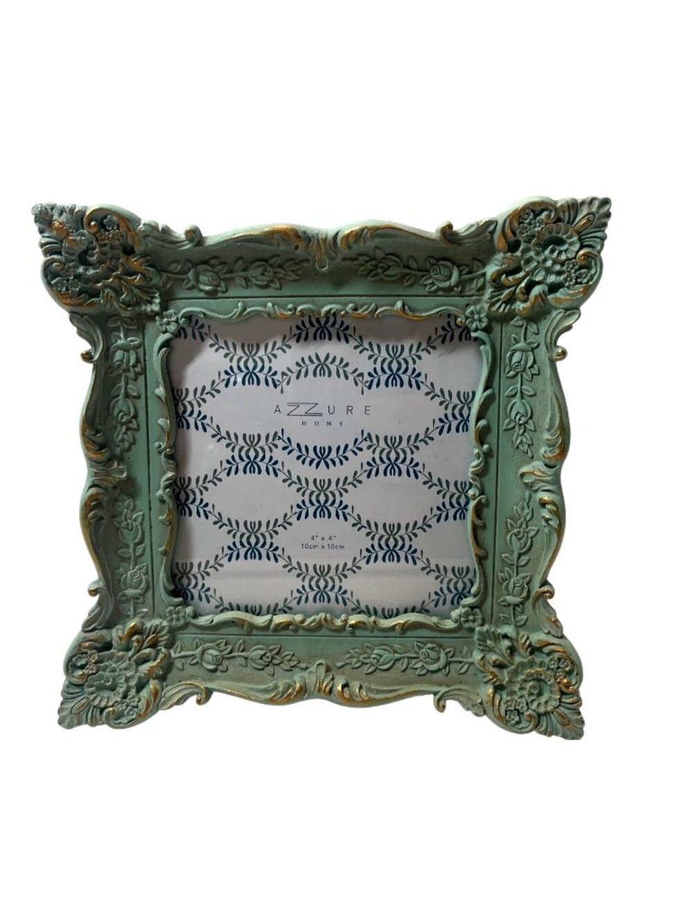 Azzure Home Ornate Decorative 4" X 4" Picture Frame In Sage Green